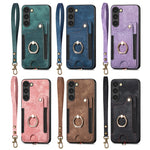 Cassa del telefono del raccoglitore della multi-carta dell'anello di retro pelle-feel, For Samsung Galaxy S21 5G, For Samsung Galaxy S21+ 5G, For Samsung Galaxy S21 Ultra 5G, For Samsung Galaxy S21 FE 5G