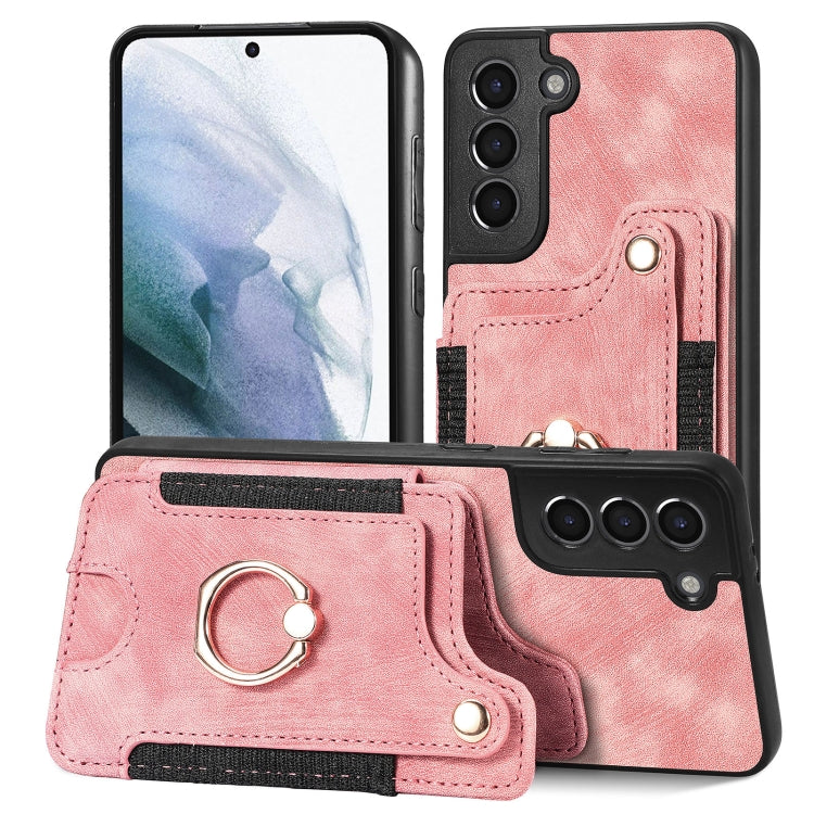 Cassa del telefono del raccoglitore della multi-carta dell'anello di retro pelle-feel, For Samsung Galaxy S21 5G, For Samsung Galaxy S21+ 5G, For Samsung Galaxy S21 Ultra 5G, For Samsung Galaxy S21 FE 5G