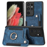 Cassa del telefono del raccoglitore della multi-carta dell'anello di retro pelle-feel, For Samsung Galaxy S21 5G, For Samsung Galaxy S21+ 5G, For Samsung Galaxy S21 Ultra 5G, For Samsung Galaxy S21 FE 5G