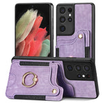 Cassa del telefono del raccoglitore della multi-carta dell'anello di retro pelle-feel, For Samsung Galaxy S21 5G, For Samsung Galaxy S21+ 5G, For Samsung Galaxy S21 Ultra 5G, For Samsung Galaxy S21 FE 5G