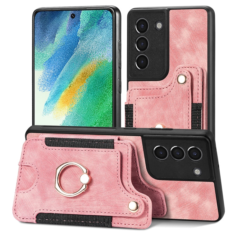 Cassa del telefono del raccoglitore della multi-carta dell'anello di retro pelle-feel, For Samsung Galaxy S21 5G, For Samsung Galaxy S21+ 5G, For Samsung Galaxy S21 Ultra 5G, For Samsung Galaxy S21 FE 5G