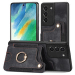 Cassa del telefono del raccoglitore della multi-carta dell'anello di retro pelle-feel, For Samsung Galaxy S21 5G, For Samsung Galaxy S21+ 5G, For Samsung Galaxy S21 Ultra 5G, For Samsung Galaxy S21 FE 5G
