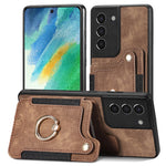 Cassa del telefono del raccoglitore della multi-carta dell'anello di retro pelle-feel, For Samsung Galaxy S21 5G, For Samsung Galaxy S21+ 5G, For Samsung Galaxy S21 Ultra 5G, For Samsung Galaxy S21 FE 5G