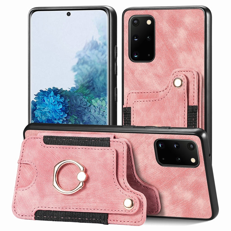 Cassa del telefono del raccoglitore della multi-carta dell'anello di retro pelle-feel, For Samsung Galaxy S20+, For Samsung Galaxy S20 FE, For Samsung Galaxy A54 5G, For Samsung Galaxy A53 5G