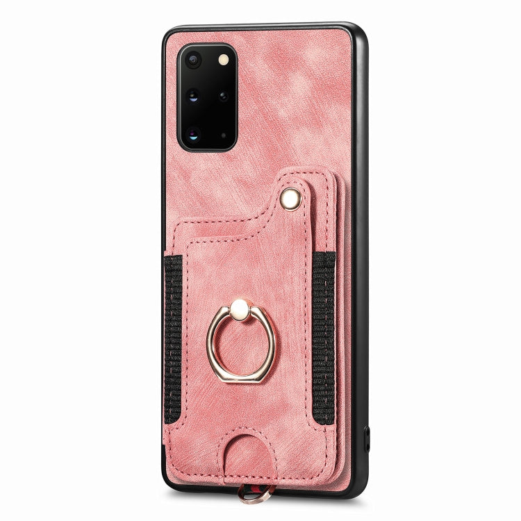 Cassa del telefono del raccoglitore della multi-carta dell'anello di retro pelle-feel, For Samsung Galaxy S20+, For Samsung Galaxy S20 FE, For Samsung Galaxy A54 5G, For Samsung Galaxy A53 5G