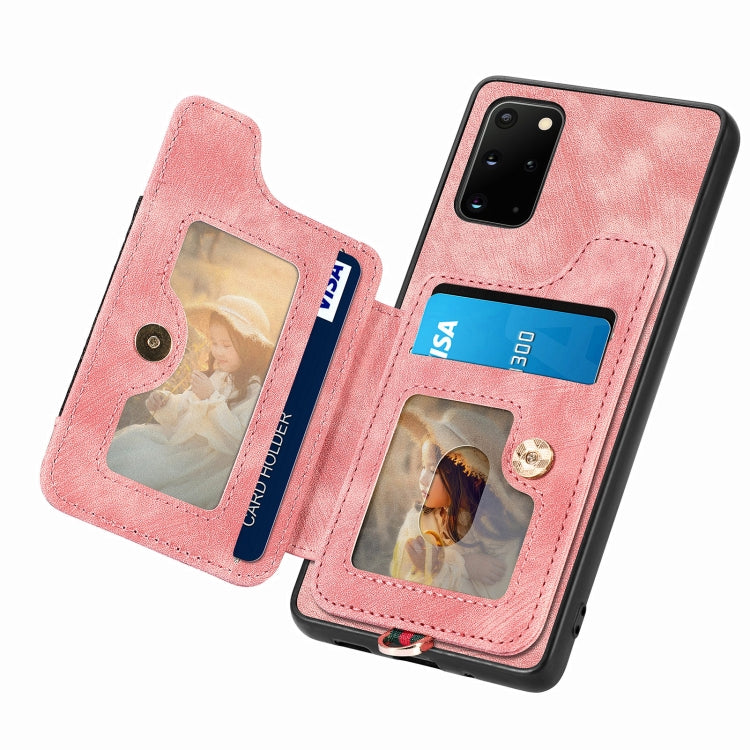 Cassa del telefono del raccoglitore della multi-carta dell'anello di retro pelle-feel, For Samsung Galaxy S20+, For Samsung Galaxy S20 FE, For Samsung Galaxy A54 5G, For Samsung Galaxy A53 5G