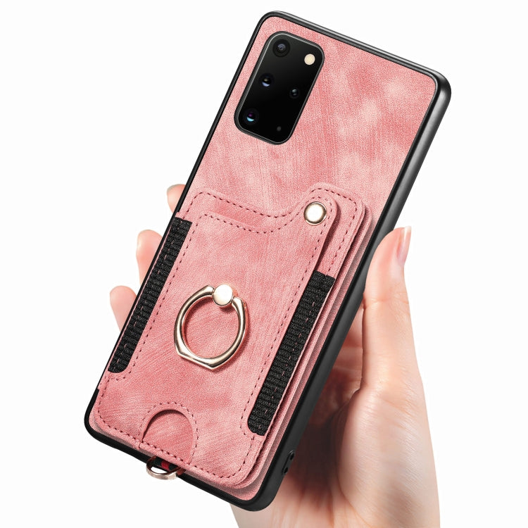Cassa del telefono del raccoglitore della multi-carta dell'anello di retro pelle-feel, For Samsung Galaxy S20+, For Samsung Galaxy S20 FE, For Samsung Galaxy A54 5G, For Samsung Galaxy A53 5G