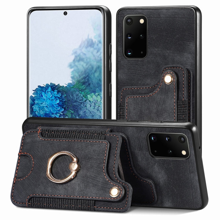 Cassa del telefono del raccoglitore della multi-carta dell'anello di retro pelle-feel, For Samsung Galaxy S20+, For Samsung Galaxy S20 FE, For Samsung Galaxy A54 5G, For Samsung Galaxy A53 5G