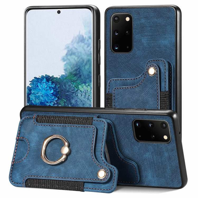 Cassa del telefono del raccoglitore della multi-carta dell'anello di retro pelle-feel, For Samsung Galaxy S20+, For Samsung Galaxy S20 FE, For Samsung Galaxy A54 5G, For Samsung Galaxy A53 5G