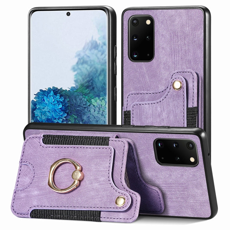 Cassa del telefono del raccoglitore della multi-carta dell'anello di retro pelle-feel, For Samsung Galaxy S20+, For Samsung Galaxy S20 FE, For Samsung Galaxy A54 5G, For Samsung Galaxy A53 5G