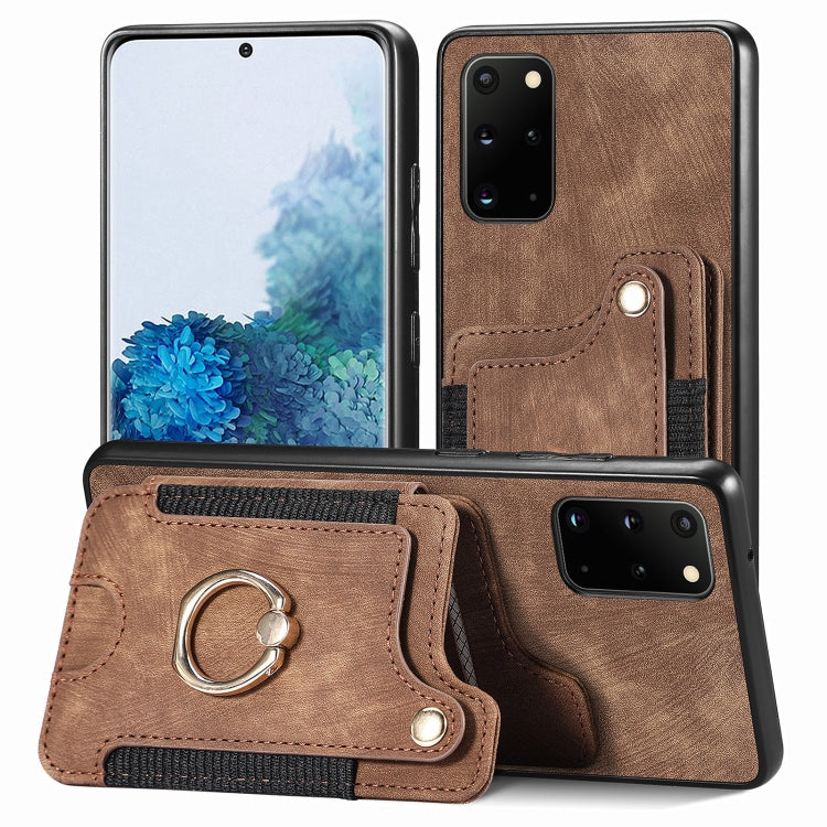 Cassa del telefono del raccoglitore della multi-carta dell'anello di retro pelle-feel, For Samsung Galaxy S20+, For Samsung Galaxy S20 FE, For Samsung Galaxy A54 5G, For Samsung Galaxy A53 5G