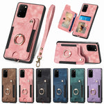 Cassa del telefono del raccoglitore della multi-carta dell'anello di retro pelle-feel, For Samsung Galaxy S20+, For Samsung Galaxy S20 FE, For Samsung Galaxy A54 5G, For Samsung Galaxy A53 5G