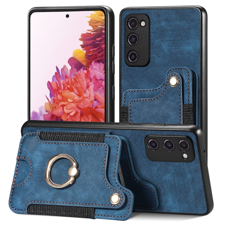 Cassa del telefono del raccoglitore della multi-carta dell'anello di retro pelle-feel, For Samsung Galaxy S20+, For Samsung Galaxy S20 FE, For Samsung Galaxy A54 5G, For Samsung Galaxy A53 5G