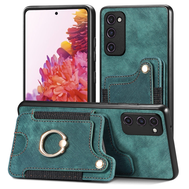 Cassa del telefono del raccoglitore della multi-carta dell'anello di retro pelle-feel, For Samsung Galaxy S20+, For Samsung Galaxy S20 FE, For Samsung Galaxy A54 5G, For Samsung Galaxy A53 5G