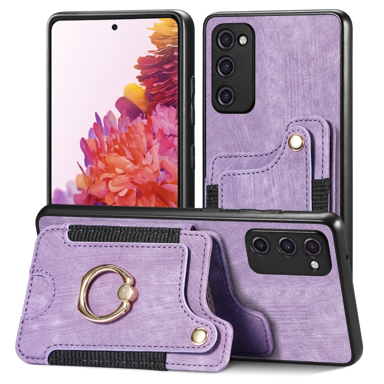 Cassa del telefono del raccoglitore della multi-carta dell'anello di retro pelle-feel, For Samsung Galaxy S20+, For Samsung Galaxy S20 FE, For Samsung Galaxy A54 5G, For Samsung Galaxy A53 5G