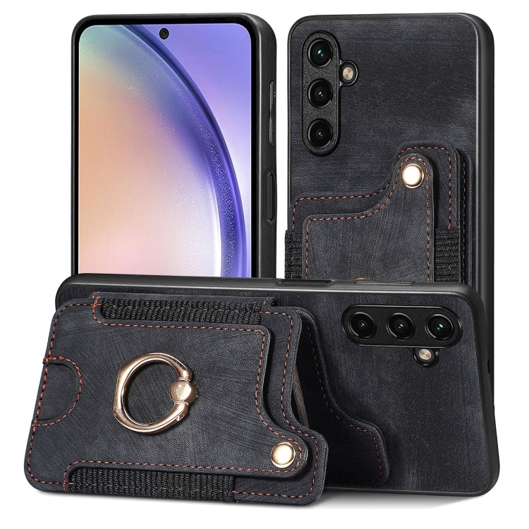 Cassa del telefono del raccoglitore della multi-carta dell'anello di retro pelle-feel, For Samsung Galaxy S20+, For Samsung Galaxy S20 FE, For Samsung Galaxy A54 5G, For Samsung Galaxy A53 5G