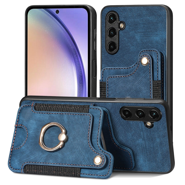 Cassa del telefono del raccoglitore della multi-carta dell'anello di retro pelle-feel, For Samsung Galaxy S20+, For Samsung Galaxy S20 FE, For Samsung Galaxy A54 5G, For Samsung Galaxy A53 5G