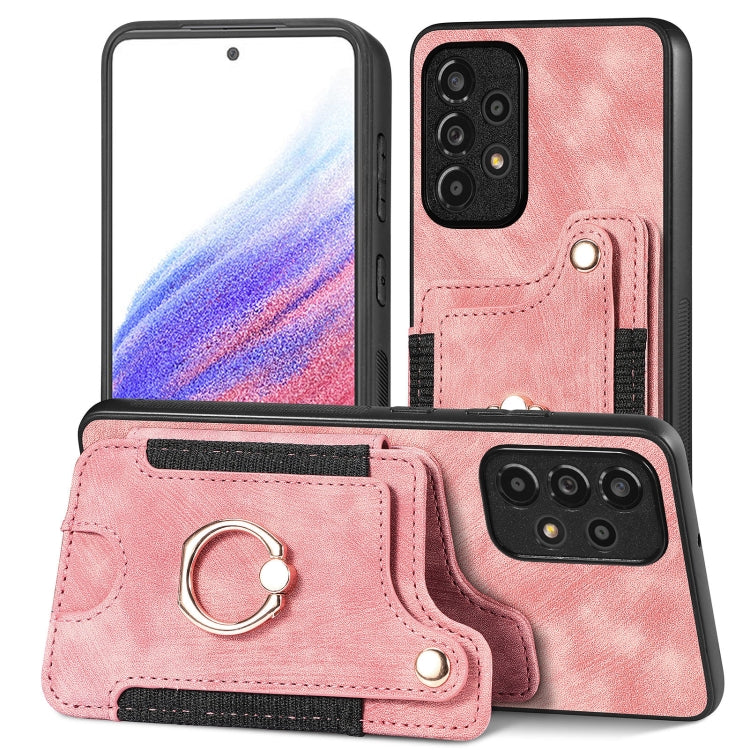 Cassa del telefono del raccoglitore della multi-carta dell'anello di retro pelle-feel, For Samsung Galaxy S20+, For Samsung Galaxy S20 FE, For Samsung Galaxy A54 5G, For Samsung Galaxy A53 5G