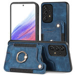 Cassa del telefono del raccoglitore della multi-carta dell'anello di retro pelle-feel, For Samsung Galaxy S20+, For Samsung Galaxy S20 FE, For Samsung Galaxy A54 5G, For Samsung Galaxy A53 5G