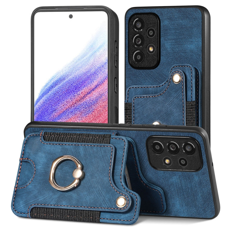 Cassa del telefono del raccoglitore della multi-carta dell'anello di retro pelle-feel, For Samsung Galaxy S20+, For Samsung Galaxy S20 FE, For Samsung Galaxy A54 5G, For Samsung Galaxy A53 5G