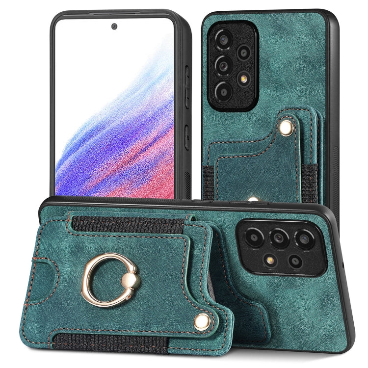 Cassa del telefono del raccoglitore della multi-carta dell'anello di retro pelle-feel, For Samsung Galaxy S20+, For Samsung Galaxy S20 FE, For Samsung Galaxy A54 5G, For Samsung Galaxy A53 5G