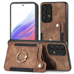 Cassa del telefono del raccoglitore della multi-carta dell'anello di retro pelle-feel, For Samsung Galaxy S20+, For Samsung Galaxy S20 FE, For Samsung Galaxy A54 5G, For Samsung Galaxy A53 5G