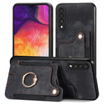 Cassa del telefono del raccoglitore della multi-carta dell'anello di retro pelle-feel, For Samsung Galaxy A50, For Samsung Galaxy A42 5G, For Samsung Galaxy A34 5G, For Samsung Galaxy A33 5G