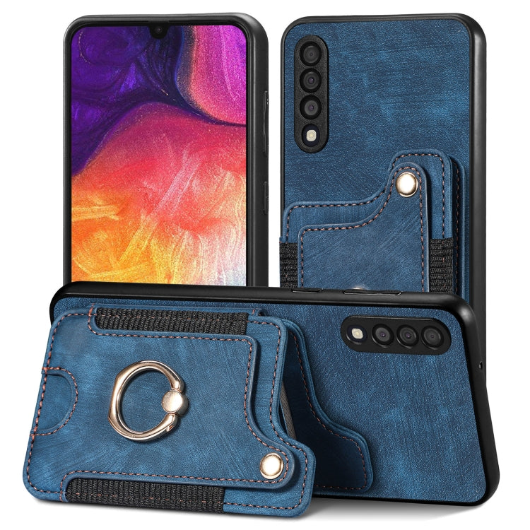 Cassa del telefono del raccoglitore della multi-carta dell'anello di retro pelle-feel, For Samsung Galaxy A50, For Samsung Galaxy A42 5G, For Samsung Galaxy A34 5G, For Samsung Galaxy A33 5G
