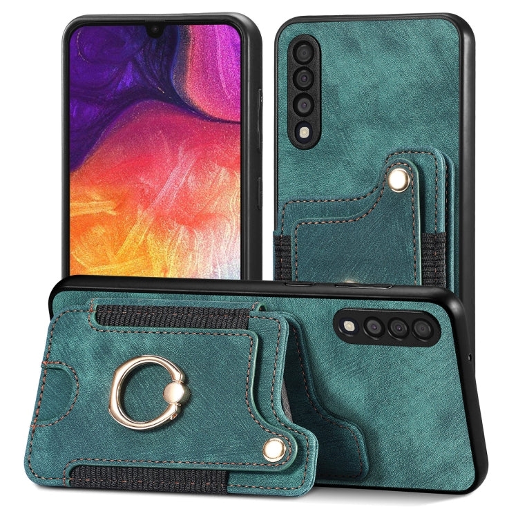 Cassa del telefono del raccoglitore della multi-carta dell'anello di retro pelle-feel, For Samsung Galaxy A50, For Samsung Galaxy A42 5G, For Samsung Galaxy A34 5G, For Samsung Galaxy A33 5G