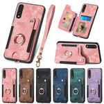 Cassa del telefono del raccoglitore della multi-carta dell'anello di retro pelle-feel, For Samsung Galaxy A50, For Samsung Galaxy A42 5G, For Samsung Galaxy A34 5G, For Samsung Galaxy A33 5G