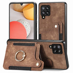 Cassa del telefono del raccoglitore della multi-carta dell'anello di retro pelle-feel, For Samsung Galaxy A50, For Samsung Galaxy A42 5G, For Samsung Galaxy A34 5G, For Samsung Galaxy A33 5G