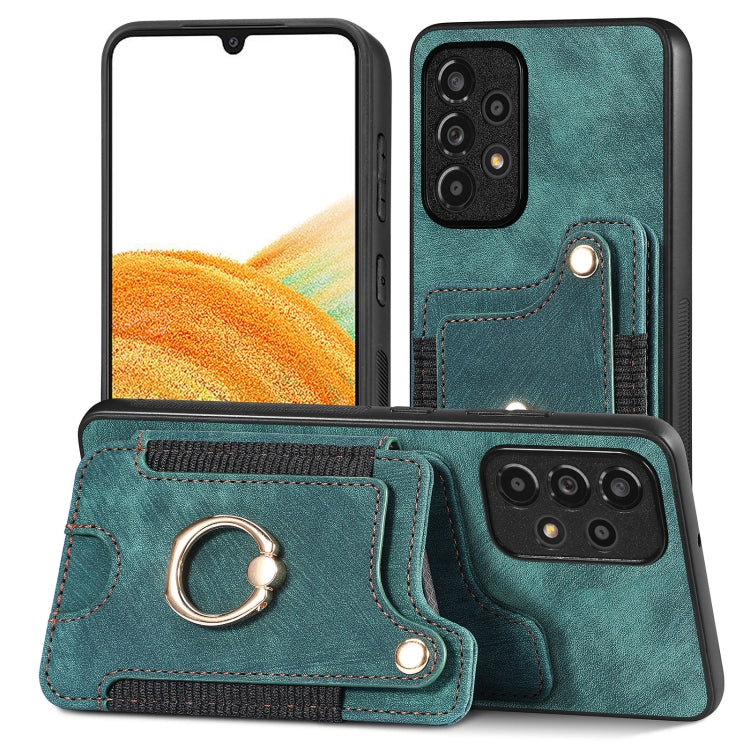 Cassa del telefono del raccoglitore della multi-carta dell'anello di retro pelle-feel, For Samsung Galaxy A50, For Samsung Galaxy A42 5G, For Samsung Galaxy A34 5G, For Samsung Galaxy A33 5G