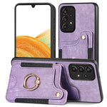 Cassa del telefono del raccoglitore della multi-carta dell'anello di retro pelle-feel, For Samsung Galaxy A50, For Samsung Galaxy A42 5G, For Samsung Galaxy A34 5G, For Samsung Galaxy A33 5G