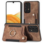 Cassa del telefono del raccoglitore della multi-carta dell'anello di retro pelle-feel, For Samsung Galaxy A50, For Samsung Galaxy A42 5G, For Samsung Galaxy A34 5G, For Samsung Galaxy A33 5G