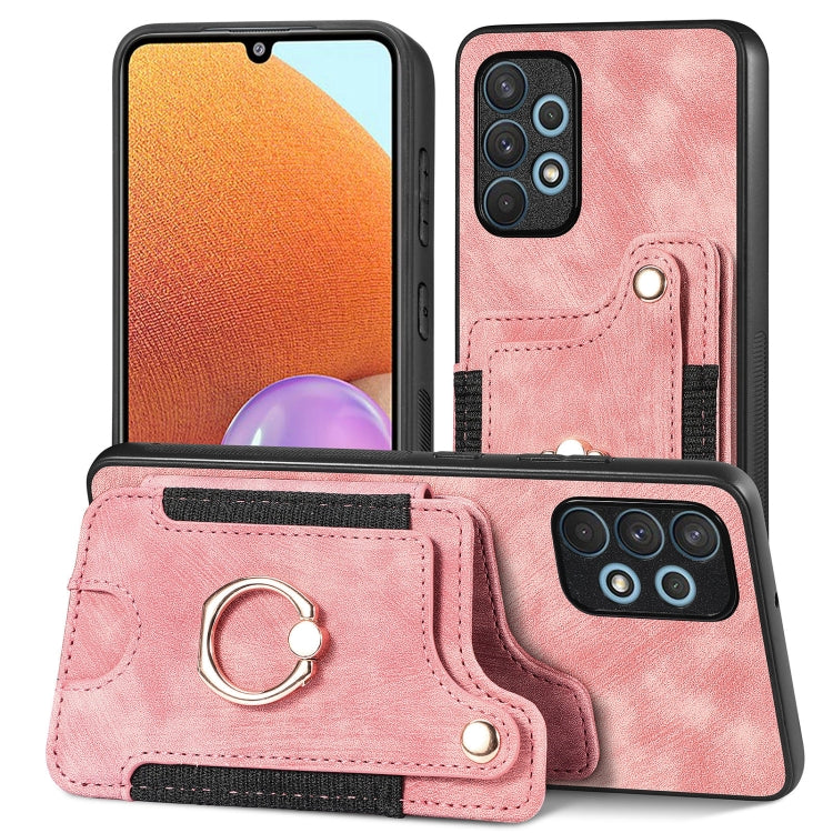 Cassa del telefono del raccoglitore della multi-carta dell'anello di retro pelle-feel, For Samsung Galaxy A32 4G, For Samsung Galaxy A21s, For Samsung Galaxy A04, For Realme C35