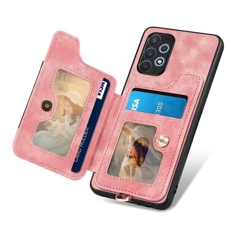 Cassa del telefono del raccoglitore della multi-carta dell'anello di retro pelle-feel, For Samsung Galaxy A32 4G, For Samsung Galaxy A21s, For Samsung Galaxy A04, For Realme C35