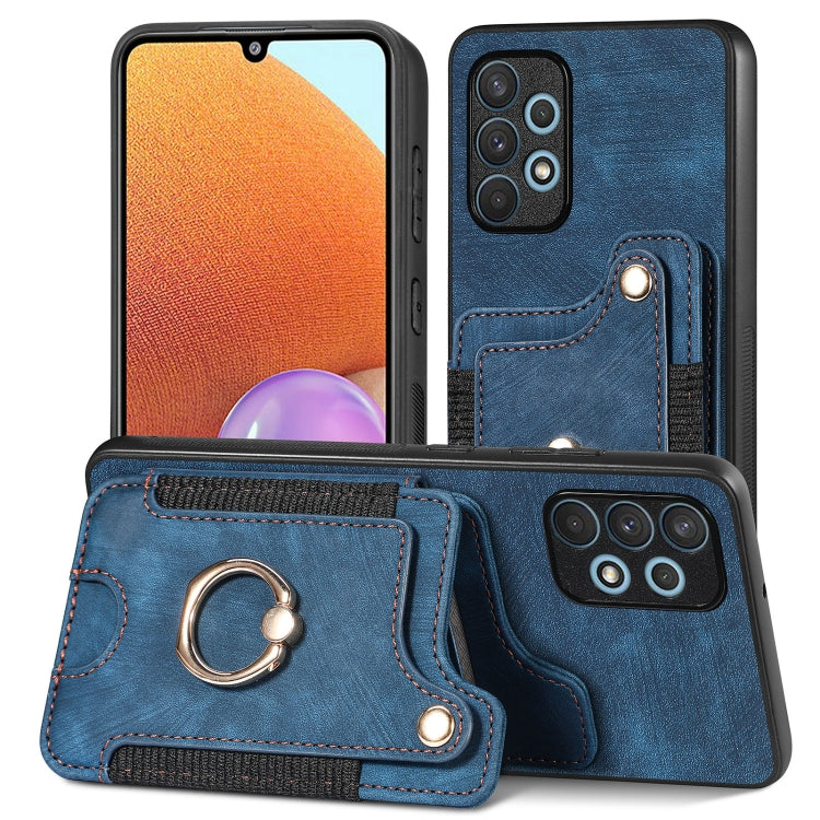 Cassa del telefono del raccoglitore della multi-carta dell'anello di retro pelle-feel, For Samsung Galaxy A32 4G, For Samsung Galaxy A21s, For Samsung Galaxy A04, For Realme C35