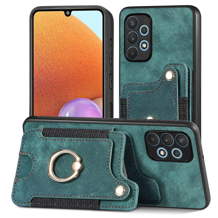 Cassa del telefono del raccoglitore della multi-carta dell'anello di retro pelle-feel, For Samsung Galaxy A32 4G, For Samsung Galaxy A21s, For Samsung Galaxy A04, For Realme C35