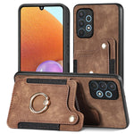 Cassa del telefono del raccoglitore della multi-carta dell'anello di retro pelle-feel, For Samsung Galaxy A32 4G, For Samsung Galaxy A21s, For Samsung Galaxy A04, For Realme C35