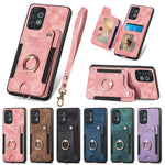 Cassa del telefono del raccoglitore della multi-carta dell'anello di retro pelle-feel, For Samsung Galaxy A32 4G, For Samsung Galaxy A21s, For Samsung Galaxy A04, For Realme C35