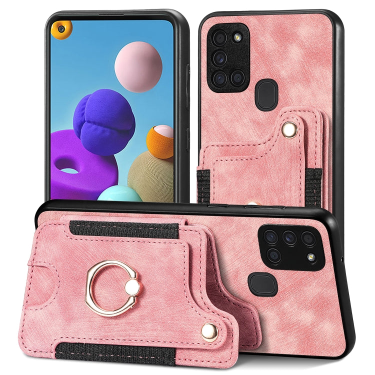 Cassa del telefono del raccoglitore della multi-carta dell'anello di retro pelle-feel, For Samsung Galaxy A32 4G, For Samsung Galaxy A21s, For Samsung Galaxy A04, For Realme C35