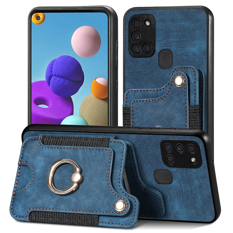 Cassa del telefono del raccoglitore della multi-carta dell'anello di retro pelle-feel, For Samsung Galaxy A32 4G, For Samsung Galaxy A21s, For Samsung Galaxy A04, For Realme C35