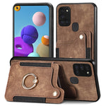 Cassa del telefono del raccoglitore della multi-carta dell'anello di retro pelle-feel, For Samsung Galaxy A32 4G, For Samsung Galaxy A21s, For Samsung Galaxy A04, For Realme C35