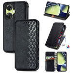 Custodia per telefono in pelle magnetica pressata a griglia cubica, For OnePlus Nord CE 3 Lite, For OPPO Find X6 Pro, For OPPO Find X6, For Redmi Note 12 Turbo, For Nokia C32