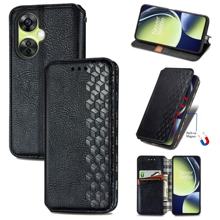 Custodia per telefono in pelle magnetica pressata a griglia cubica, For OnePlus Nord CE 3 Lite, For OPPO Find X6 Pro, For OPPO Find X6, For Redmi Note 12 Turbo, For Nokia C32