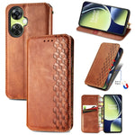 Custodia per telefono in pelle magnetica pressata a griglia cubica, For OnePlus Nord CE 3 Lite, For OPPO Find X6 Pro, For OPPO Find X6, For Redmi Note 12 Turbo, For Nokia C32