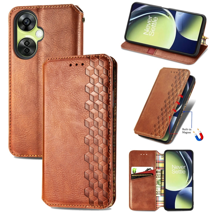 Custodia per telefono in pelle magnetica pressata a griglia cubica, For OnePlus Nord CE 3 Lite, For OPPO Find X6 Pro, For OPPO Find X6, For Redmi Note 12 Turbo, For Nokia C32