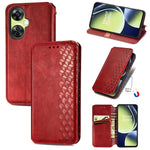 Custodia per telefono in pelle magnetica pressata a griglia cubica, For OnePlus Nord CE 3 Lite, For OPPO Find X6 Pro, For OPPO Find X6, For Redmi Note 12 Turbo, For Nokia C32