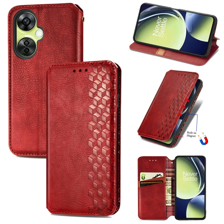 Custodia per telefono in pelle magnetica pressata a griglia cubica, For OnePlus Nord CE 3 Lite, For OPPO Find X6 Pro, For OPPO Find X6, For Redmi Note 12 Turbo, For Nokia C32