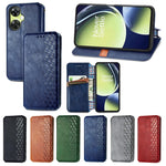 Custodia per telefono in pelle magnetica pressata a griglia cubica, For OnePlus Nord CE 3 Lite, For OPPO Find X6 Pro, For OPPO Find X6, For Redmi Note 12 Turbo, For Nokia C32